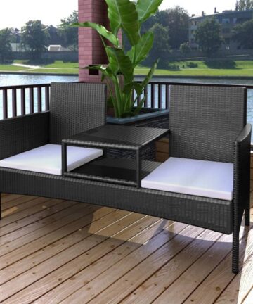 2-Sitzer-Gartensofa mit Teetisch Poly Rattan Anthrazit