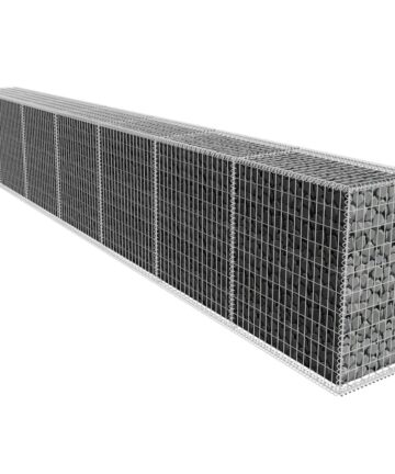 Gabionenwand mit Abdeckung Verzinkter Stahl 600x50x200 cm
