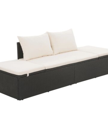 Gartenbett Grau 195×60 cm Poly Rattan