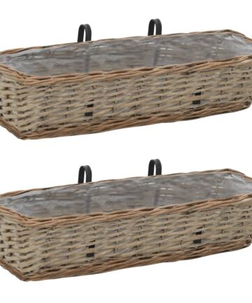 Balkon-Blumentöpfe 2 Stk. Weide mit PE-Auskleidung 40 cm