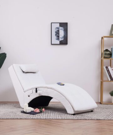 Massage Chaiselongue mit Kissen Schwarz Kunstleder