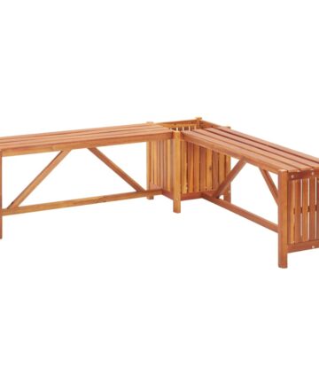Gartenbank mit 2 Pflanzkübeln 150x30x40 cm Massivholz Akazie
