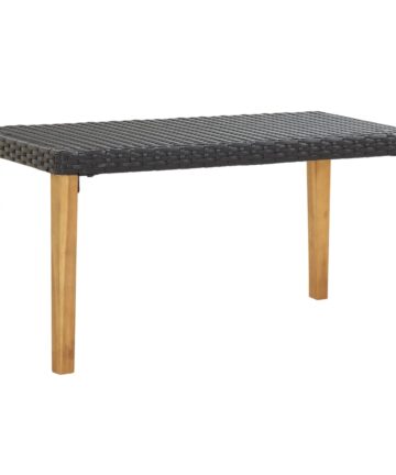 Gartenbank 120 cm Grau Poly Rattan und Massivholz Akazie
