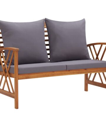Gartenbank mit Kissen 119 cm Massivholz Akazie
