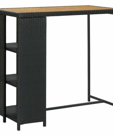 Bartisch mit Regal Grau 120x60x110 cm Poly Rattan