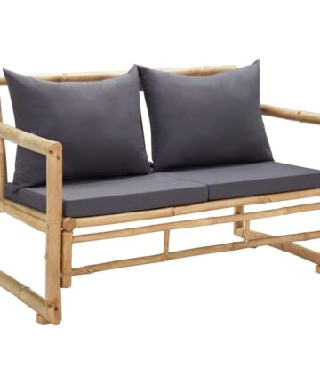 2-Sitzer Gartensofa mit Polstern Bambus