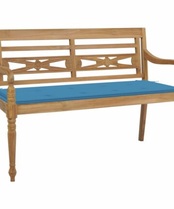 Batavia-Gartenbank mit Grünem Kissen 120 cm Teak Massivholz