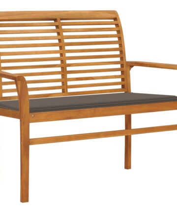 Gartenbank mit Grüner Auflage 112 cm Massivholz Teak