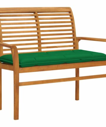 Gartenbank mit Hellblauer Auflage 112 cm Massivholz Teak