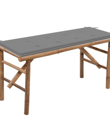 Klappbare Gartenbank mit Auflage 118 cm Bambus