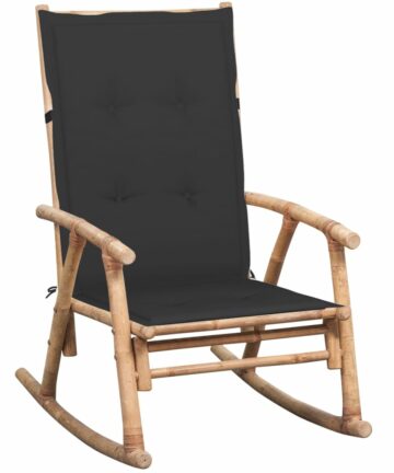 Schaukelstuhl mit Kissen Bambus