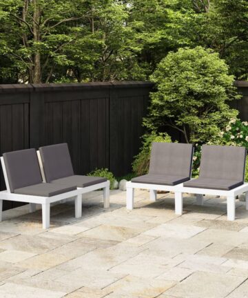 Gartenbänke mit Kissen 2 Stk. Kunststoff Grau