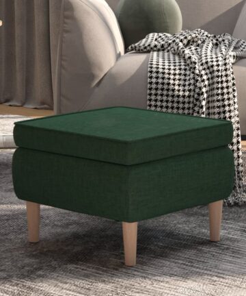 Hocker mit Holzbeinen Dunkelgrau Stoff