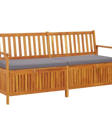 Truhenbank mit Kissen 148 cm Massivholz Akazie