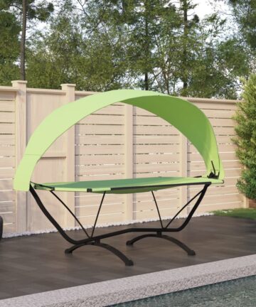 Outdoor-Loungebett mit Dach Creme Stahl und Oxford-Stoff