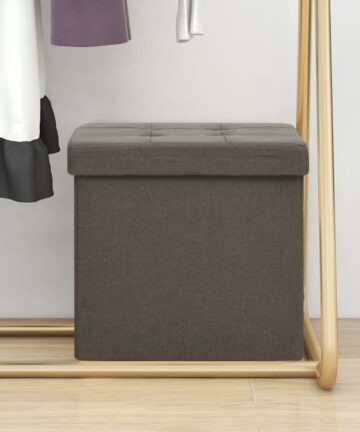 Hocker mit Stauraum Dunkelbraun Leinenoptik