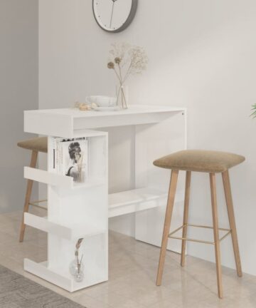 Bartisch mit Regal Weiß 100x50x101,5 cm Holzwerkstoff