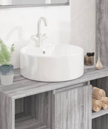 Waschbecken Weiß 40x14,5 cm Keramik Rund