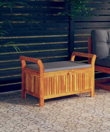Garten-Truhenbank mit Kissen 126 cm Massivholz Akazie