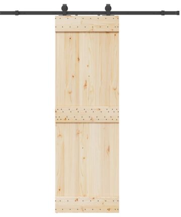 Schiebetürbeschlag-Set 200 cm Stahl Schwarz
