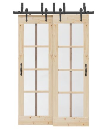 Schiebetürbeschlag-Set 305 cm Stahl Schwarz