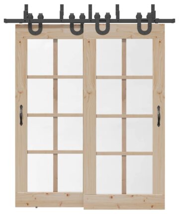 Schiebetürbeschlag-Set 200 cm Stahl Schwarz