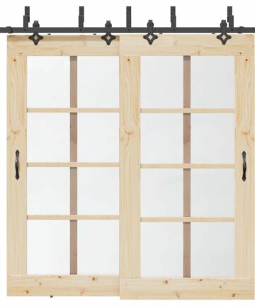 Schiebetürbeschlag-Set 305 cm Stahl Schwarz