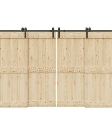 Schiebetürbeschlag-Set 366 cm Stahl Schwarz