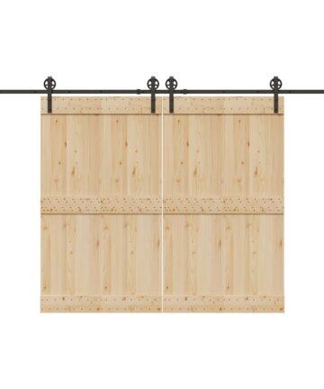 Schiebetürbeschlag-Set 366 cm Stahl Schwarz