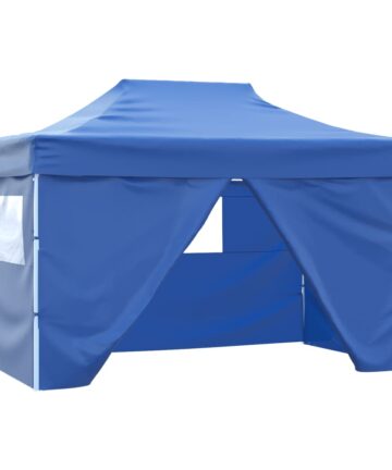 Faltzelt Pop-Up mit 4 Seitenteilen 3 x 4,5 m Cremeweiß
