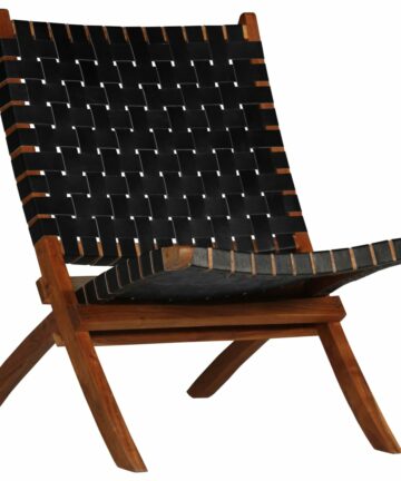 Relaxstuhl Klappbar Kreuzstreifen Braun Echtleder