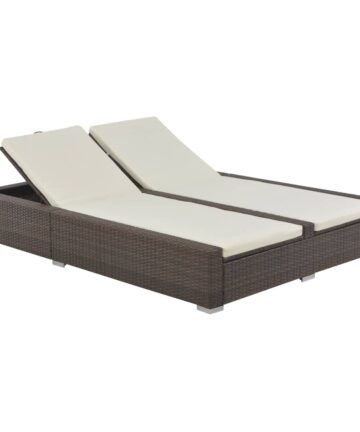 Doppel-Sonnenliege Poly Rattan Schwarz