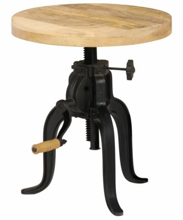Beistelltisch 45x(45-62) cm Altholz Massiv und Gusseisen