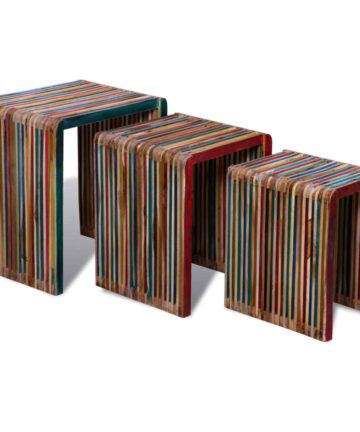 3-tlg. Satztisch-Set Altholz Teak