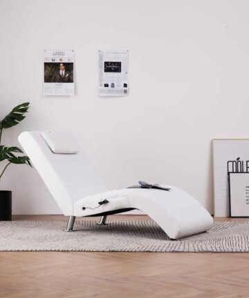 Massage Chaiselongue mit Kissen Grau Kunstleder