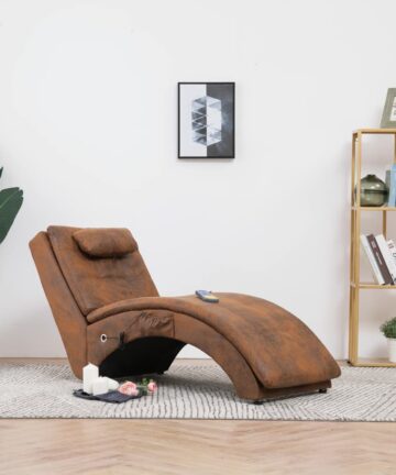 Massage Chaiselongue mit Kissen Grau Wildleder-Optik