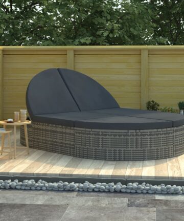 Outdoor-Loungebett mit Kissen Poly Rattan Schwarz