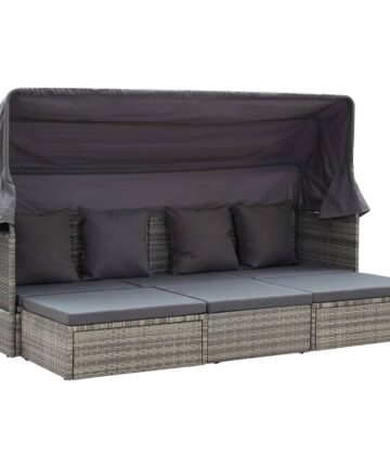 Garten-Sonneninsel mit Dach Grautöne Poly Rattan