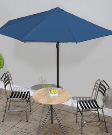Balkon-Sonnenschirm mit Alu-Mast Anthrazit 270x144 cm Halbrund