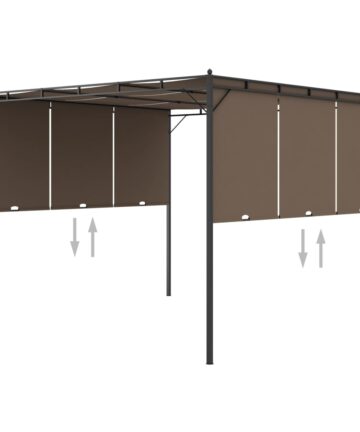Gartenpavillon mit Seitenvorhang 3x3x2,25 m Taupe