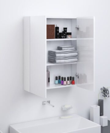 Bad-Spiegelschrank 60x15x75 cm MDF Glänzendes Schwarz