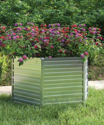 Garten-Hochbeet Verzinkter Stahl 129x129x77 cm Grau