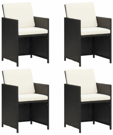 Garten-Essstühle mit Kissen 4 Stk. Beige Poly Rattan
