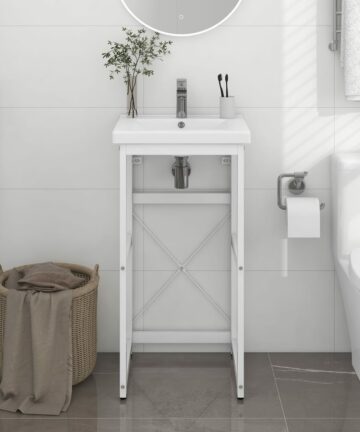 Badezimmer Waschtischgestell Weiß 59x38x83 cm Eisen