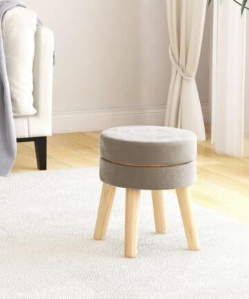 Runder Hocker Hellgrau Samt