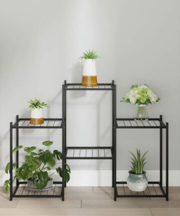 Blumenständer mit Rollen 83x25x63,5 cm Schwarz Eisen