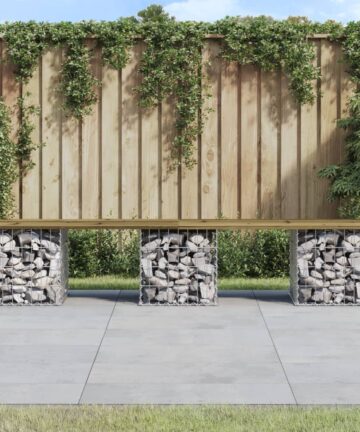 Gartenbank aus Gabionen 103x44x42 cm Kiefernholz Imprägniert