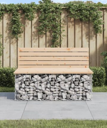 Gartenbank aus Gabionen 92x71x65,5 cm Massivholz Kiefer