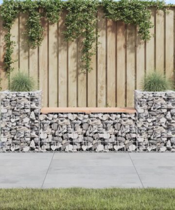 Gartenbank aus Gabionen 183x41x60,5 cm Kiefernholz Imprägniert