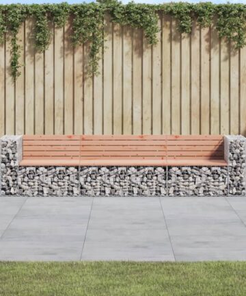 Gartenbank aus Gabionen 287x71x65,5 cm Kiefernholz Imprägniert